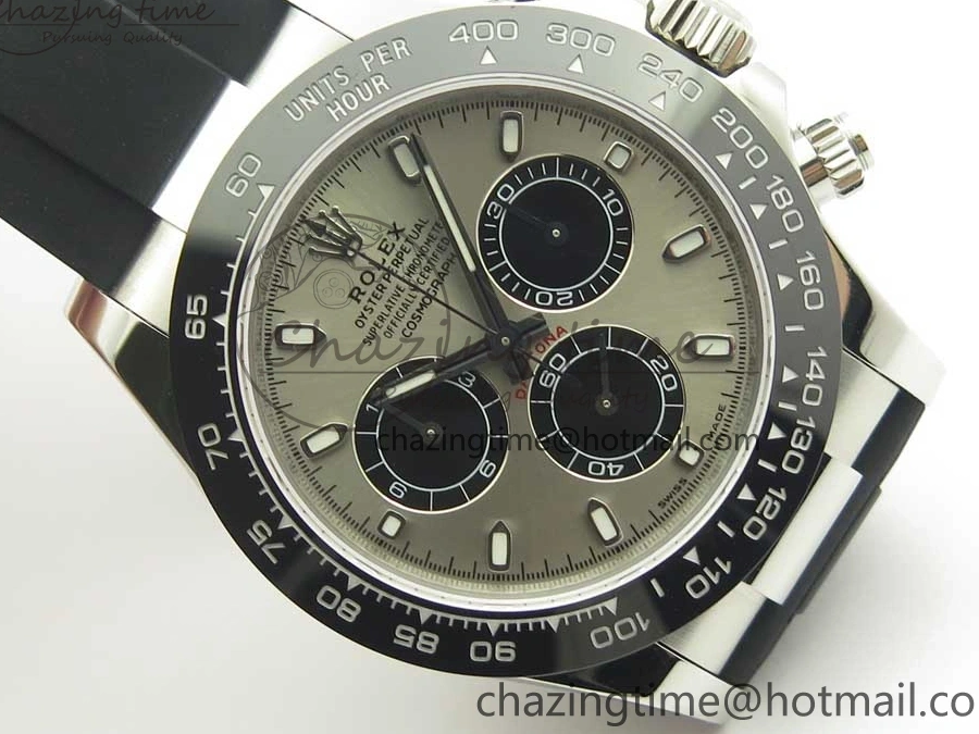 MiroTime 0217 Daytona 116519 Noob 1:1 Best Edition 904L SS Case Gray Black Dial on Black Rubber Strap SA4130 (Free Extra Strap) Durable 3336